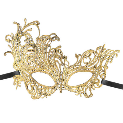 Maska ażurowa – Złota, koronkowa – Maski imprezowe – Szalony.pl