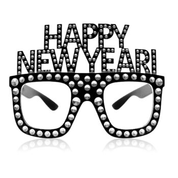 Okulary – Happy New Year, czarne diamentowe – Karnawał / Nowy Rok – Szalony.pl
