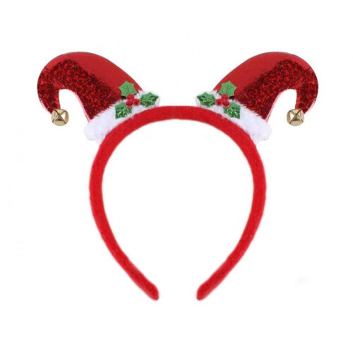 Opaska - Czapeczki mikołaja z dzowneczkami