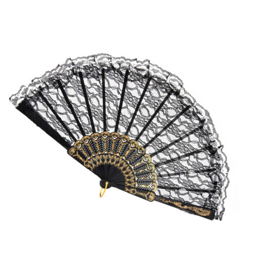 Wachlarz - Koronkowy, czarny