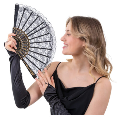 Wachlarz – Koronkowy, czarny – Przebrania imprezowe – Szalony.pl