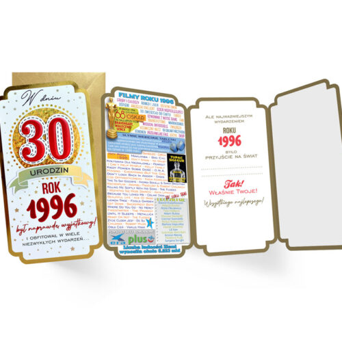 Kartka okolicznościowa - 30, rocznik 1996 czerwona
