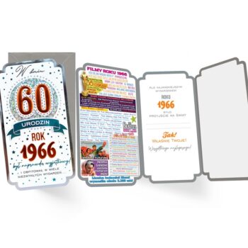 Kartka okolicznościowa – 60, rocznik 1966 pomarań – Kartki na 60 urodziny – Szalony.pl