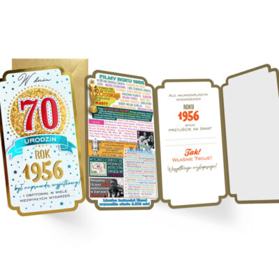 Kartka okolicznościowa – 70, rocznik 1956 czerwona – Kartki na 70 urodziny – Szalony.pl