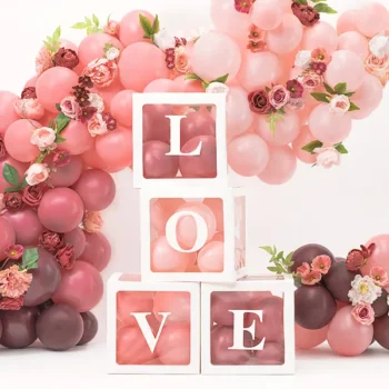 Pudełka na balony LOVE, 30×30 cm, biały – Dekoracje na Ślub – Szalony.pl