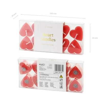 Świeczki – Serduszka, czerowne 4cm 10szt – Prezent na Dzień Kobiet – Szalony.pl