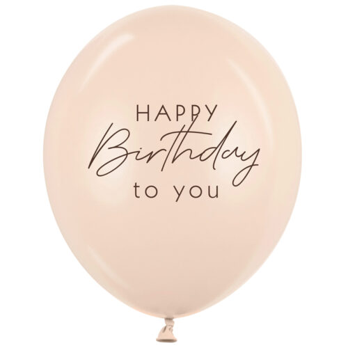 Balon z helem: Happy Birthday, Pastel Alabaster, 30 cm