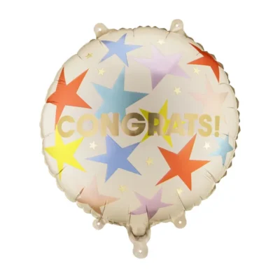 Balon bez helu: Congrats, gwiazdki 35x35cm – Balony bez helu – Szalony.pl