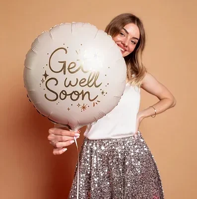 Balon bez helu: Get Well Soon, 35x35cm – Balony bez helu – Szalony.pl
