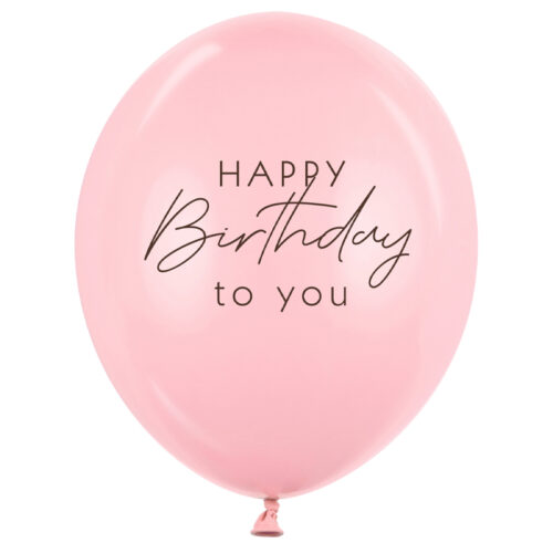 Balon z helem: Happy Birthday, Pastel Baby Pink, 30 cm