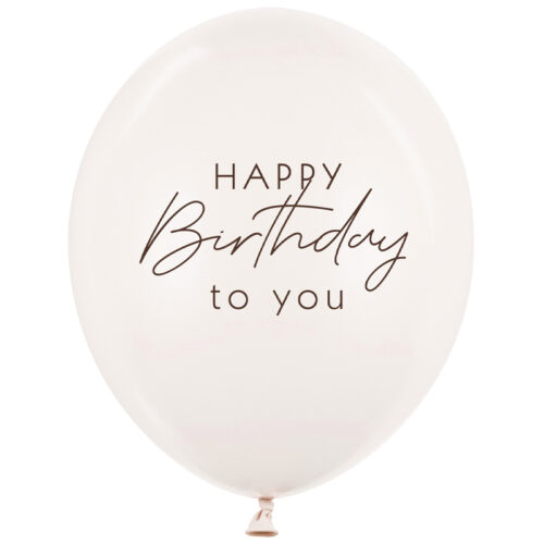 Balon z helem: Happy Birthday, Pastel Off-white, 30 cm