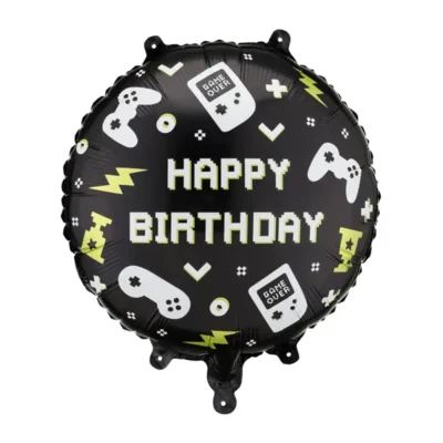 Balon bez helu: Happy Birthday, gry, 35×35 cm – Balony bez helu – Szalony.pl