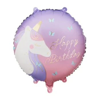 Balon bez helu: Jednorożec, Happy Birthday,35x35cm – Balony bez helu – Szalony.pl