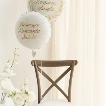 Balon bez helu: Pierwsza Komunia Święta, złota ramka, 35x35cm – Balony bez helu – Szalony.pl