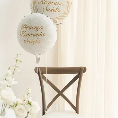 Balon bez helu: Pierwsza Komunia Święta, złota ramka, 35x35cm – Balony bez helu – Szalony.pl