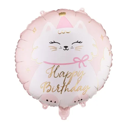 Balon z helem: Kotek Happy Birthday, 35x35cm
