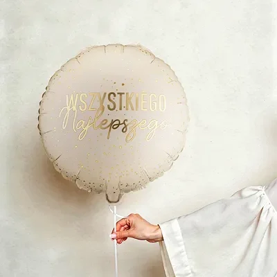 Balon bez helu: Wszystkiego Najlepszego, kremowy, 35×35 cm – Balony bez helu – Szalony.pl