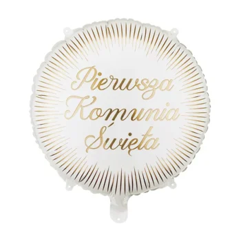 Balon bez helu: Pierwsza Komunia Święta, złota ramka, 35x35cm – Balony bez helu – Szalony.pl