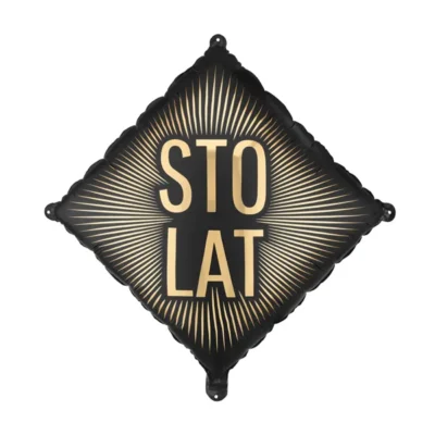 Balon bez helu: Sto lat, Kwadrat, 46×46 cm – Balony bez helu – Szalony.pl