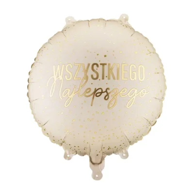 Balon bez helu: Wszystkiego Najlepszego, kremowy, 35×35 cm – Balony bez helu – Szalony.pl