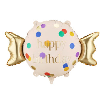 Balon bez helu: Cukierek, Happy Birthday, 61x37cm – Balony bez helu – Szalony.pl