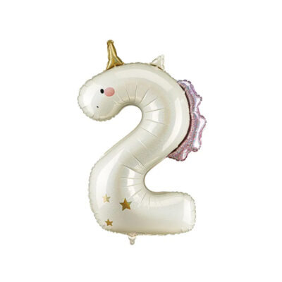 Balon foliowy – cyfra 2 – 86cm, jednorożec – Wszystkie produkty – Szalony.pl