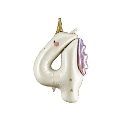 Balon foliowy – cyfra 4 – 86cm, jednorożec – Wszystkie produkty – Szalony.pl