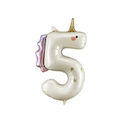 Balon foliowy – cyfra 5 – 86cm, jednorożec – Wszystkie produkty – Szalony.pl