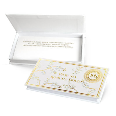 Pudełko na banknoty – Pierwsza komunia święta IHS – Dekoracje na Komunię Świętą – Szalony.pl