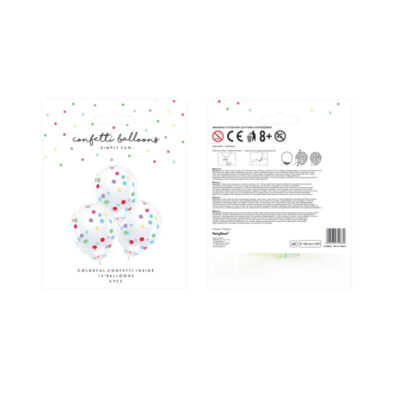 Balon z okrągłym konfetti, 30cm, 6szt. – Dekoracje imprezowe – Szalony.pl