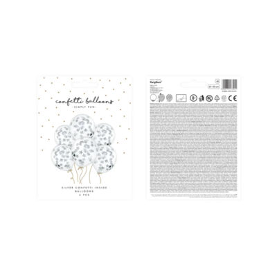 Balony gumowe – z konfetti, gwiazdki sreb. 30cm – Balony bez helu – Szalony.pl