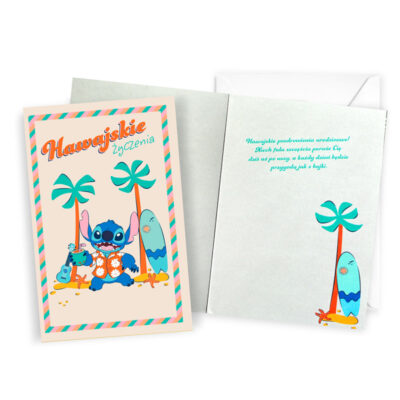Kartka okolicznościowa – Stitch, Hawajskie życzeni – Wszystkie produkty – Szalony.pl