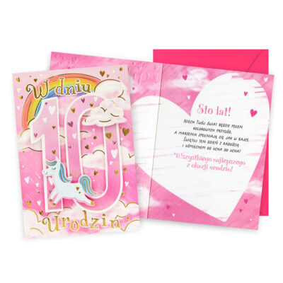 Kartka okolicznościowa – 10 urodziny, jednorożec – Wszystkie produkty – Szalony.pl