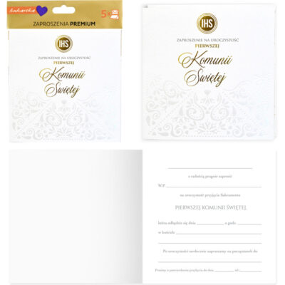 Zaproszenia – Komunia święta IHS, 5szt – Wszystkie produkty – Szalony.pl