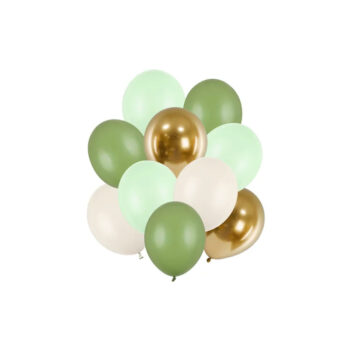 Balony bez helu: Zielony, złoty, beż. Mix, 10 szt. – Balony bez helu – Szalony.pl