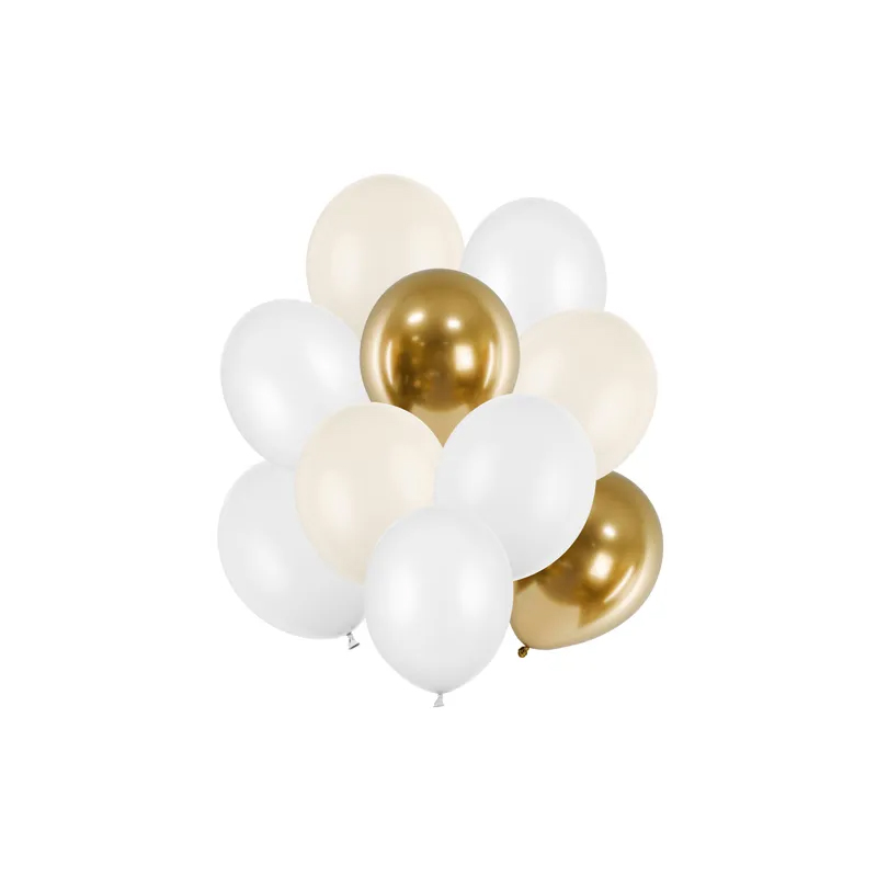 Balony bez helu: Biały, złoty, beż. Mix, 10 szt. – Balony bez helu – Szalony.pl