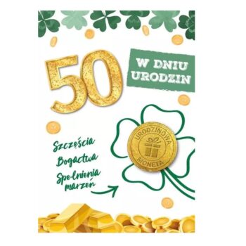 Kartka urodzinowa – moneta, 50 – Kartki na 50 urodziny – Szalony.pl