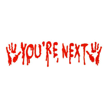 Żelowe naklejki na okno – You’re Next, czerwony – Dekoracje na Halloween – Szalony.pl